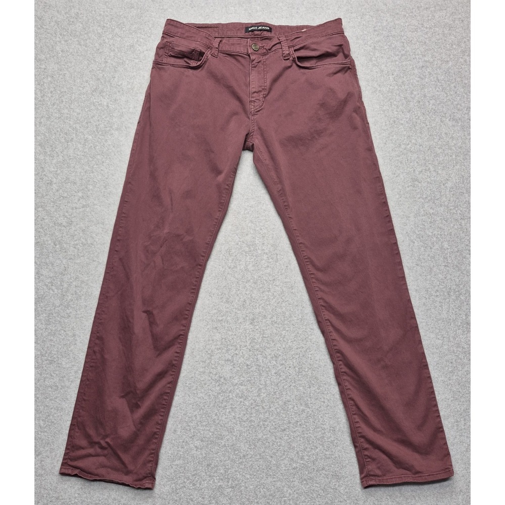 Mavi Zach Jeans Mens 34x32 Burgundy Maroon Wine Stretch 5 Pocket Straight Leg